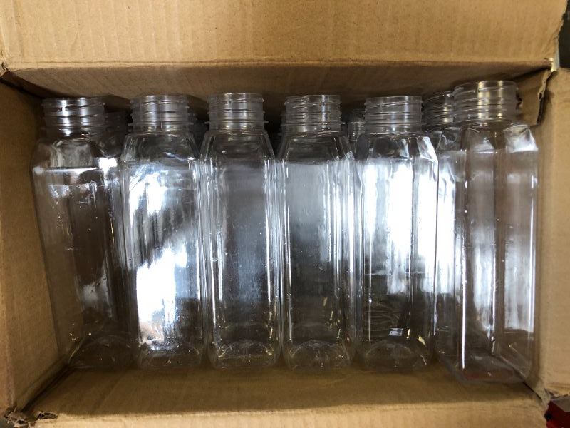 Photo 4 of 16 OZ Empty Plastic Juice Bottles Pack of 30 Clear Disposable Bulk Drink Bottles with White Tamper Evident Caps Lids (16 OZ, White) 16 OZ White