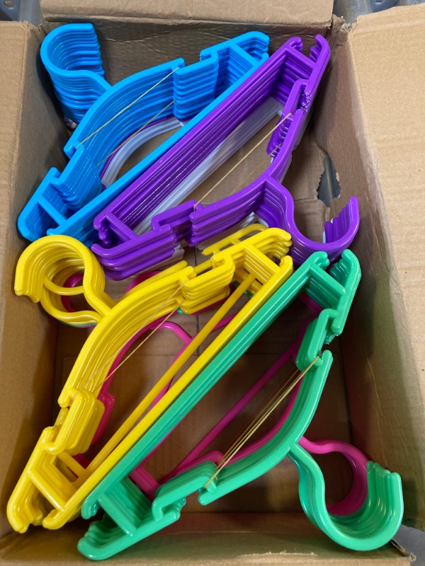 Photo 2 of Baby Hangers 100 Pack Clothes Hangers Colorful Plastic Hangers Small Coat Hangers for Kids,Infant,Nursery,Toddler
