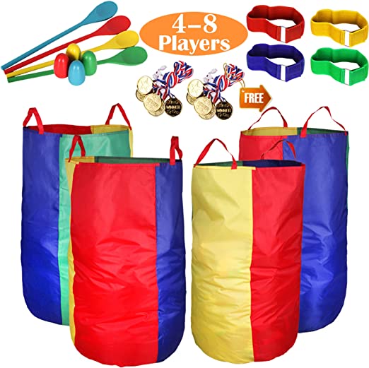 Photo 1 of CWLAKON Outdoor Games, Potato Sack Race Bags for Kids Adults, Egg Spoon Relay Race, 3 Legged Race Bands, Kids Birthday Party Games, Field Day Family Reunion Carnival Outside Yard Lawn Easter Games
