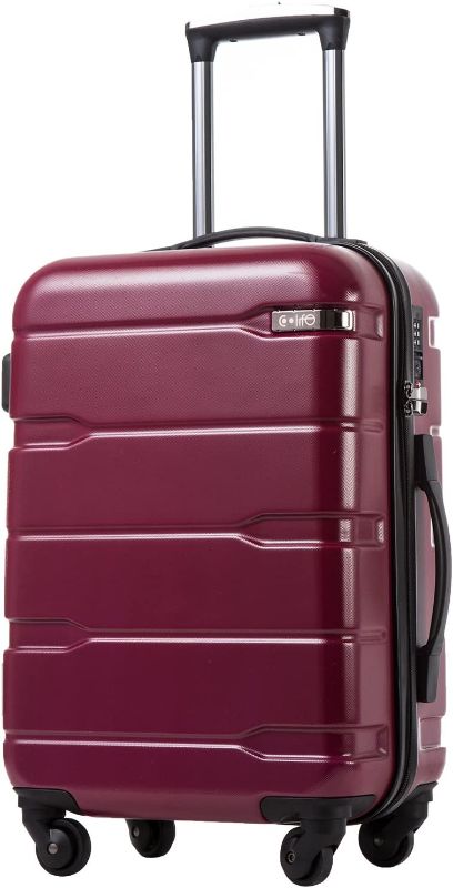 Photo 1 of 20" Coolife Luggage Suitcase PC+ABS Spinner Built-In TSA lock 20in Carry on (Radiant Pink, S(20in_carry on))
