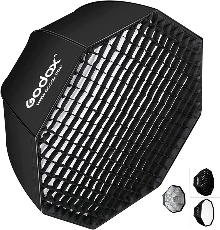 Photo 1 of Godox SB-UE Umbrella Octagon Softbox 47.5inch/120cm, Bowens Mount Umbrella Reflector with Honeycomb Grid for Photography Flash, Studio Speedlite
