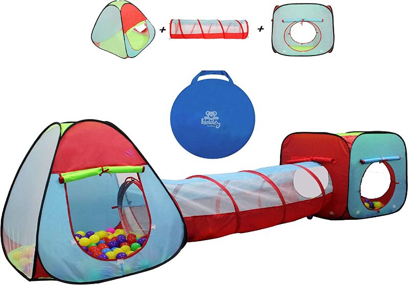 Photo 1 of Kiddey Children’s Play Tent with Tunnel (3-Piece Set) – Indoor/Outdoor Playhouse for Boys and Girls – Lightweight, Easy to Setup (Balls Not Included)
