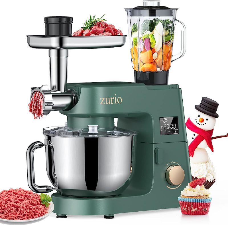 Photo 1 of **** WHITE****** Stand Mixer, [2023 Ver] Updated Fermentation Dough Mixer 6+F, 5-IN-1 Multifunctional Household Stand Mixers Zurio,6.5QT 660W Electric Kitchen Mixer with Dough Hook, Whisk, Beater, Meat Grinder, 50 Oz Glass Blender Jar for Baking Mixing 
