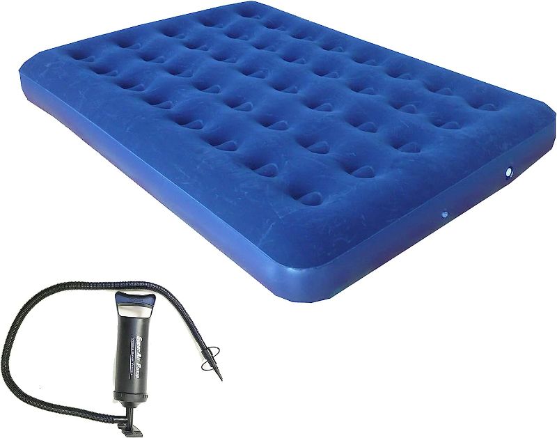 Photo 1 of Zaltana Double Size Air Mattress with Double Action Hand Pump Combo (AMD+AP3), Blue
