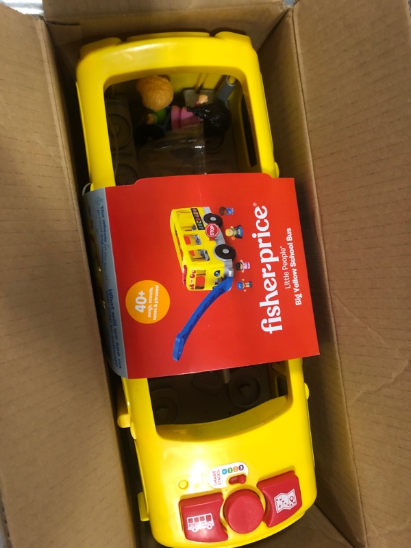 Photo 3 of Fisher-Price Little People Toddler School Bus Push Toy with Lights Sounds and Smart Stages Learning Content, 4 Toy Figures? Big Yellow School Bus