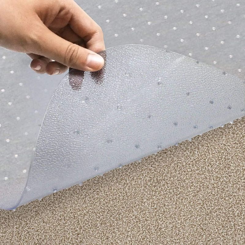 Photo 1 of Azadx Clear Office Chair Mat for Low, Standard and No Pile Carpeted Floors, Plastic Computer Desk Chair Mat on Carpet for Easy Rolling, Durable Carpet Protector Mat