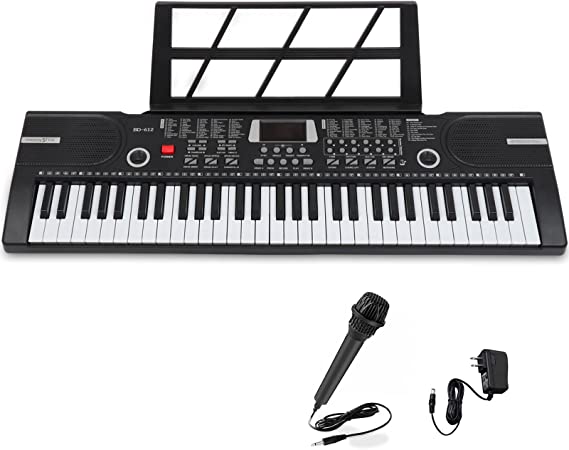 Photo 1 of 61 Keys Keyboard Piano, Electronic Digital Piano with Built-In two Speaker Microphone, With Sheet Stand, Portable Keyboard Gift Teaching for Beginners - Black  *** NO POWER CORD INCLUDED ***
