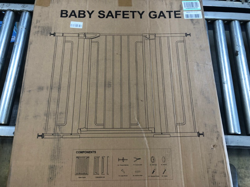 Photo 3 of 36" Extra Tall Baby Gate for Stairs, Yacul 29.93"~51.5" Extra Wide Baby Gates with Door, Auto Close Dog Gates for The House, Pressure Mounted Easy Walk Through Pet Gate, Black Black_29.93"~51.5" 36" Height