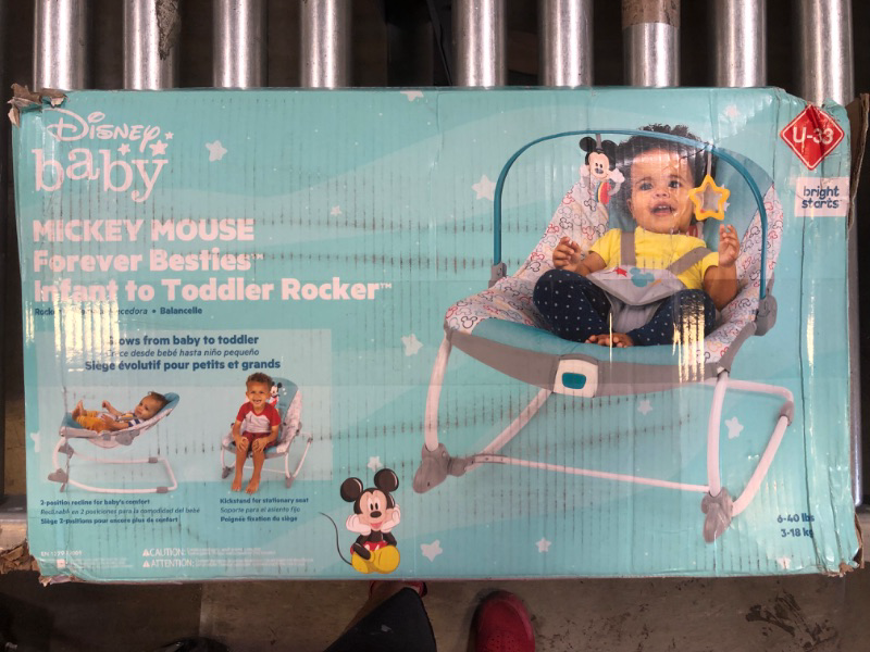 Photo 4 of Bright Starts Disney Baby Mickey Mouse Infant to Toddler Rocker with Vibrations and Removable-Toy Bar - Original Bestie, Newborn + Mickey Original Besties