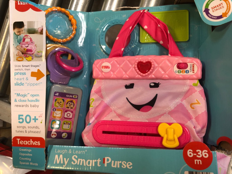 Photo 2 of Fisher-Price Smart Purse Learning Toy with Lights, Smart Stages Educational Content for Baby and Toddler Dress Up, Pink?