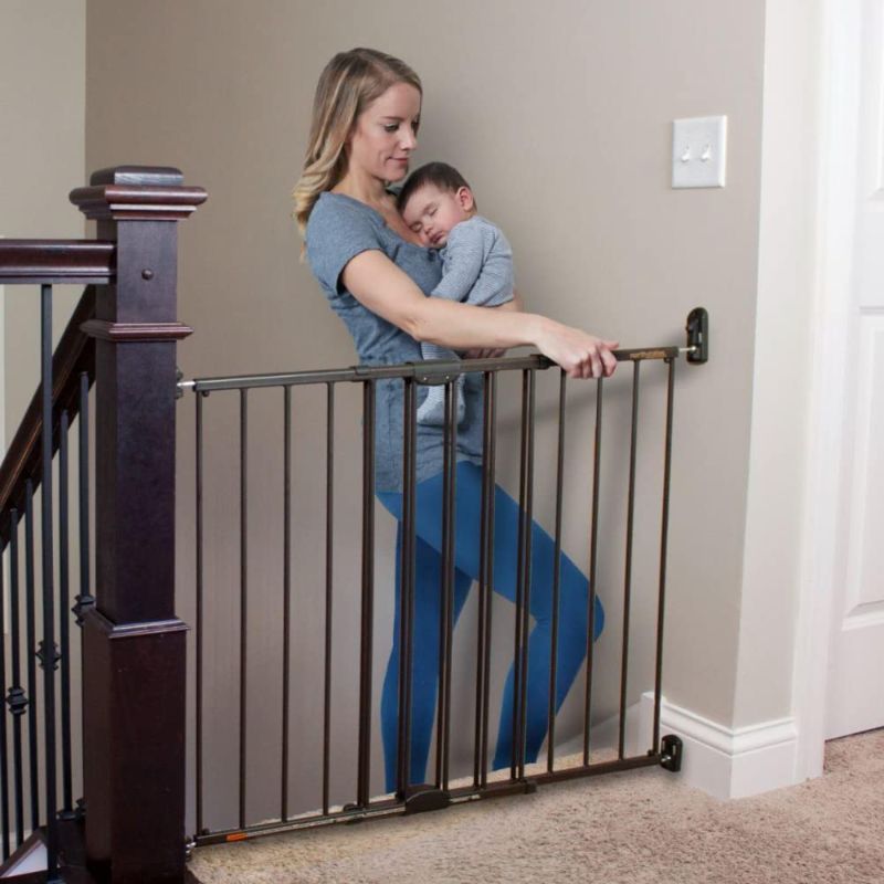 Photo 1 of  North States 47.85" Wide Easy Swing & Lock Baby Gate - Series 2: Extra Security Safety Latch. Hardware Mount. Fits Openings 28.68" - 47.85" Wide (31" Tall, Matte Bronze)
