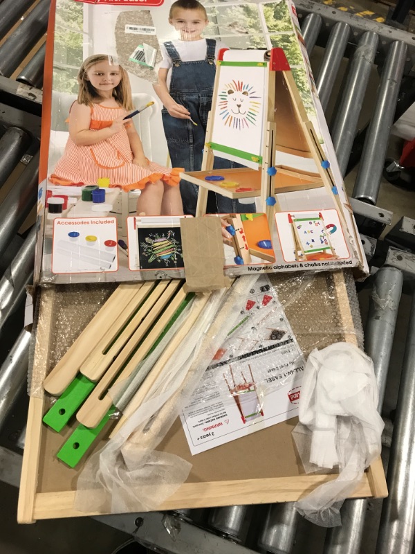 Photo 2 of Easel for Kids with 2 Drawing Paper Roll, Learning-Toy for 3,4,5,6,7,8 Years Old Boy & Girls, Wooden Chalkboard & Magnetic Whiteboard & Painting Paper Stand, Gift & Art Supplies for Toddler 3-IN-1 Kids Easel with 2 Paper Roll