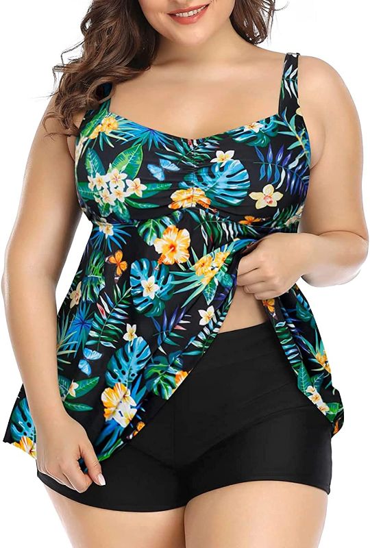 Photo 1 of Aqua Eve Plus Size Tankini Women 2 Pieces Swimsuits with Shorts Flowy Bathing Suits