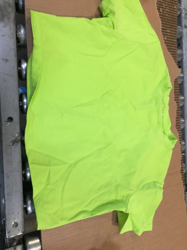 Photo 1 of Artfish Women Short Sleeve Crewneck Comfy Loose Crop Top Teen T-Shirt Workout Solid Neon Green - SIZE M 