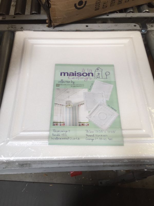 Photo 2 of A La Maison Ceilings R24 Line Art Foam Glue-up Ceiling Tile (21.6 sq. ft./Case), Pack of 8, Plain White --FACTORY SEALED -- 
