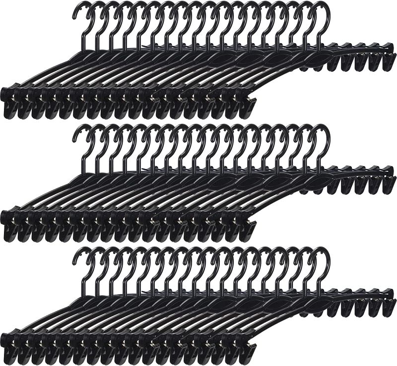 Photo 1 of 100 Pieces 10.4 x 4 Inches Clips Hanger for Closet Pant Hangers Bulk Hangers in Bulk Black Plastic Skirt Hangers for Kids Children's Clothes Hangers Non Slip Pant Rack Hanger