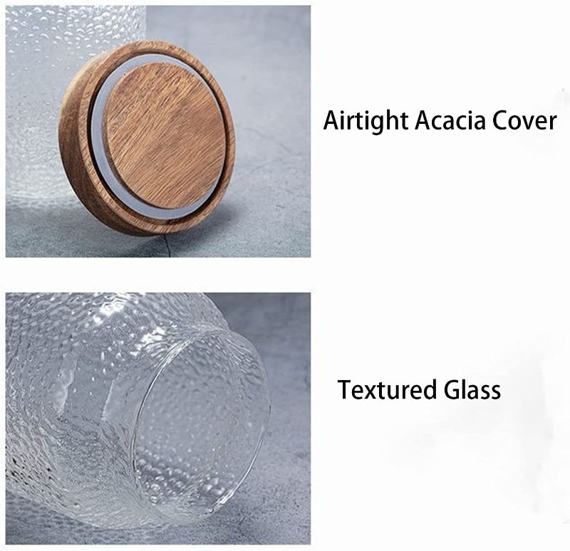 Photo 2 of  3 Pack Glass Storage Jars with Airtight Acacia Lid, Glass Jars with Airtight Lid, Glass Canisters Sets for Kitchen, Countertop, Tea, Coffee Bean, Sugar, Snack, Candy