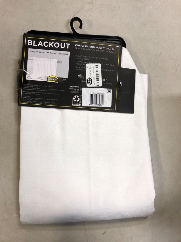 Photo 2 of 1pc 42&#34;x63&#34; Blackout Braxton Thermaback Window Curtain Panel White - Eclipse
