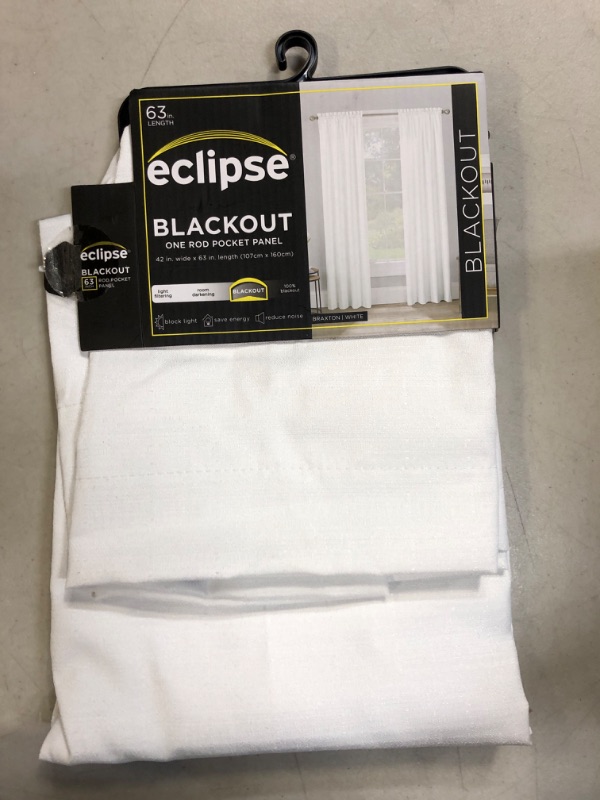 Photo 3 of 1pc 42&#34;x63&#34; Blackout Braxton Thermaback Window Curtain Panel White - Eclipse