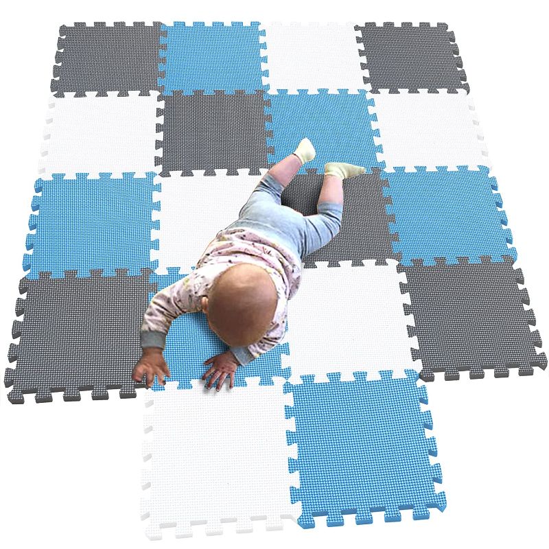 Photo 1 of MQIAOHAM Foam Jigsaw Puzzle mat Floor Tiles Baby playmats Insulation for Large playmat Yoga Sports Puzzles mats Children Foam Play Protector Pads Fitness Equipment Gym White Blue Grey 101107112