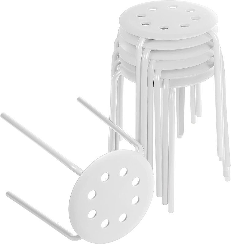 Photo 1 of 8 Pack Stacking Stools Classroom Stackable Stool Plastic Stack Stool Round Stacking Stool Set Student Round Stool Multipurpose Stool Chairs Flexible Seating for Kids Adult Home Classroom (White)
