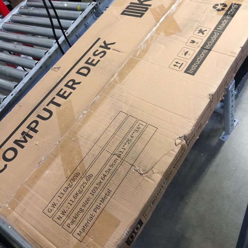 Photo 1 of ODK Small Desk, 39 Inch Small Computer Desk for Small Spaces, Compact Desk with Storage, Tiny Desk Study Desk with Monitor Stand for Home Office, White 39 inch White