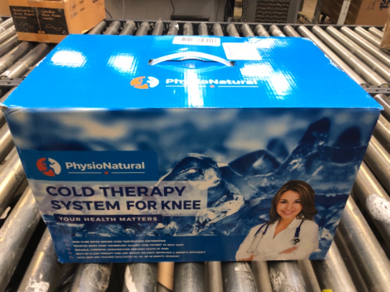 Photo 4 of Cold Therapy Machine — Cryotherapy Freeze Kit System — for Post-Surgery Care, ACL, MCL, Swelling, Sprains, and Other Injuries — Wearable, Adjustable Knee Pad — Cooler Pump with Digital Timer