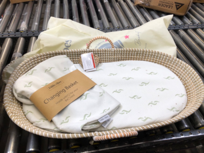 Photo 1 of Baby Changing Basket - with Thick Pad & 3 Waterproof Bamboo Jacquard Covers. Organic Seagrass Moses Basket for Babies - CPSC Compliant, Premium Changing Table Topper - Unique Boho Baby Decor Natural / White