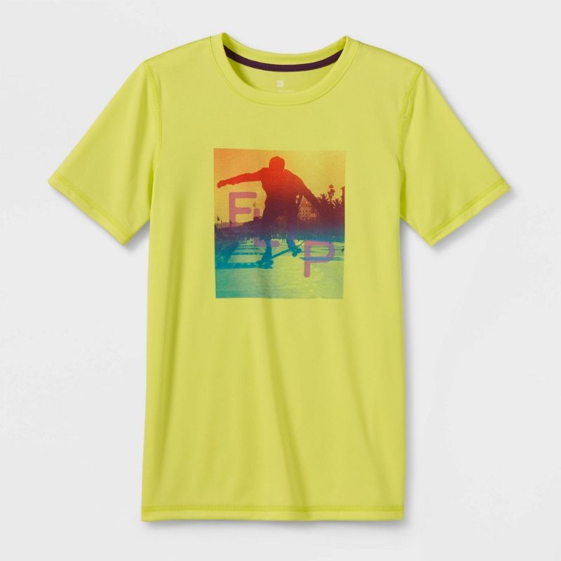 Photo 1 of Boys' Short Sleeve 'Flip' Graphic T-Shirt - All in Motion™ Lime Green SIZE XL 
