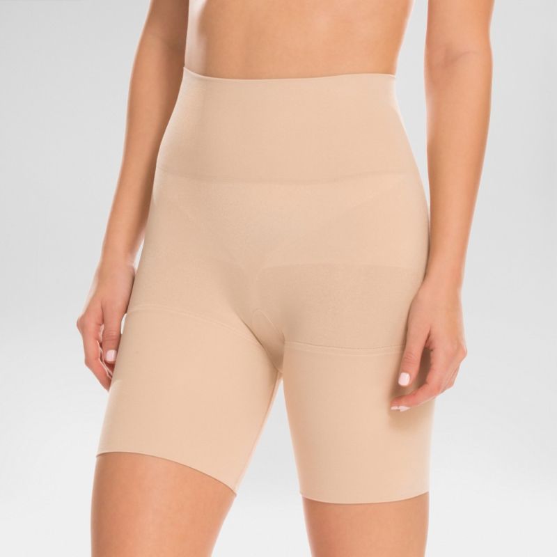 Photo 1 of Assets by Spanx Women's Remarkable Results Mid-thigh Shaper - Light Beige L
