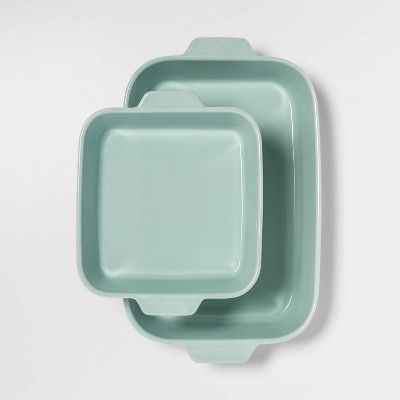 Photo 2 of 2pc Embossed Rectangular Bakeware Set Aqua - Threshold™
