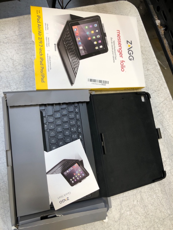 Photo 2 of ZAGG ID8BSF-BB0 Messenger Folio Case and Non-backlit Bluetooth Keyboard for Apple iPad Pro 9.7, iPad 9.7, iPad Air and iPad Air 2 - Compatible with 2018 (G6) and 2017 (G5) 9.7 - Black