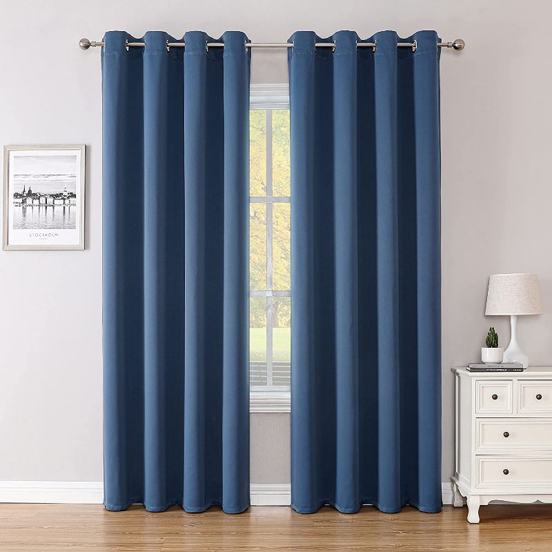 Photo 1 of Apriko Blackout Curtains 84 inch Length - Thermal Insulated Room Darkening Curtains 2 Panels for Living Room/Grommet Top/Blue/52x84 inch