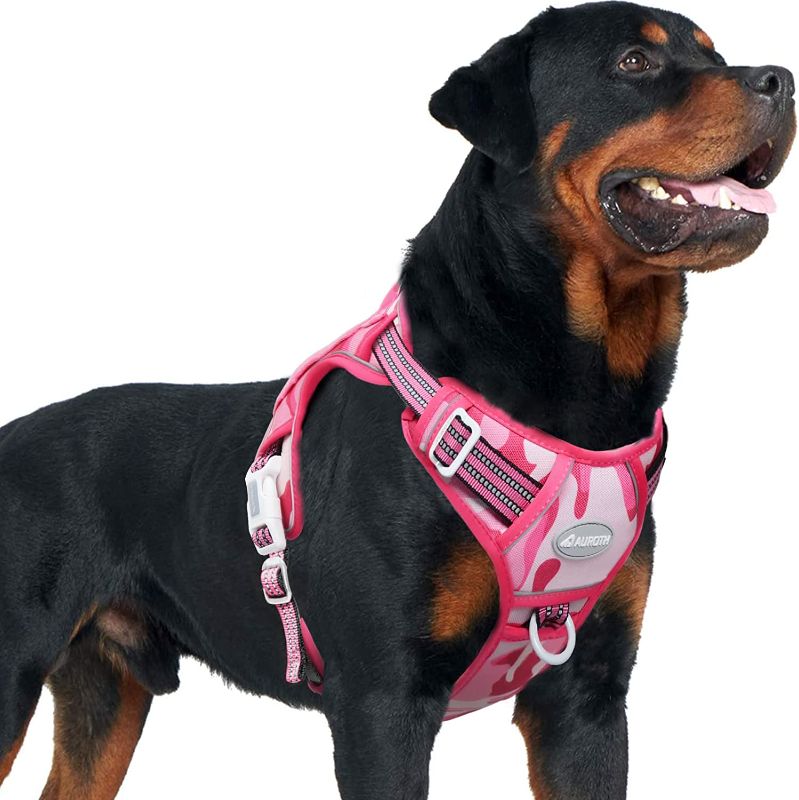 Photo 1 of Auroth Tactical Dog Harness for Small Medium Large Dogs No Pull Adjustable Pet Harness Reflective K9 Working Training Easy Control Pet Vest Military Service Dog Harnesses  Pink Camo SIZE MEDIUM 