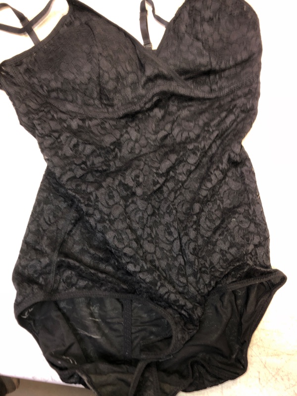 Photo 2 of BRABIC Lace Bodysuit for Women Tummy Control Shapewear Sleeveless Tops V-Neck Backless Camisole Jumpsuit Shaper Black XX-Large SIZE 2XL