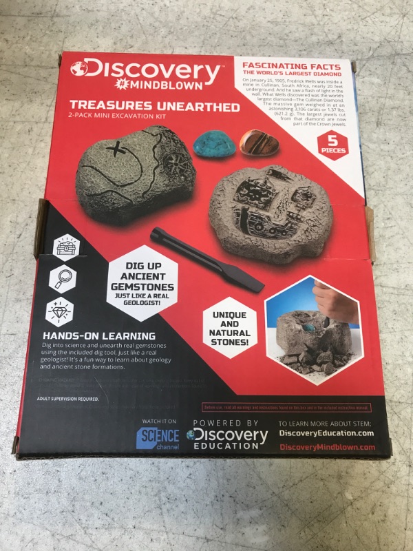 Photo 2 of Discovery #MINDBLOWN Mini Unearthed Treasure Set, 2 Pack Excavation Kit w/Chisel, Uncover 2 Gemstones, Interactive Archaeology Geology Paleontology Experiment, Fun & Educational STEM Toy for Kids 6+ Gemstone Excavation