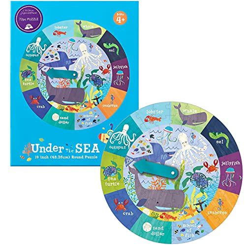 Photo 1 of C.R Gibson BJPR-22042 Under The Sea 72-Piece Round Jigsaw Puzzle for Kids, 19'' D