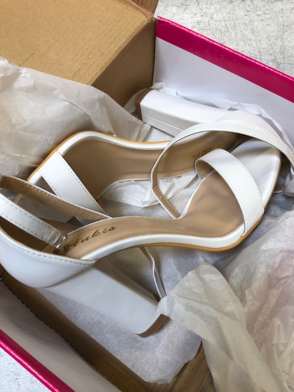 Photo 1 of Ankis Nude Black Clear Heels for Women Open Toe Ankle Strap High Heel Sandals Party Wedding Strappy Buckle Sandals Standard Size 4 Inches Tall High Heel Design 7 