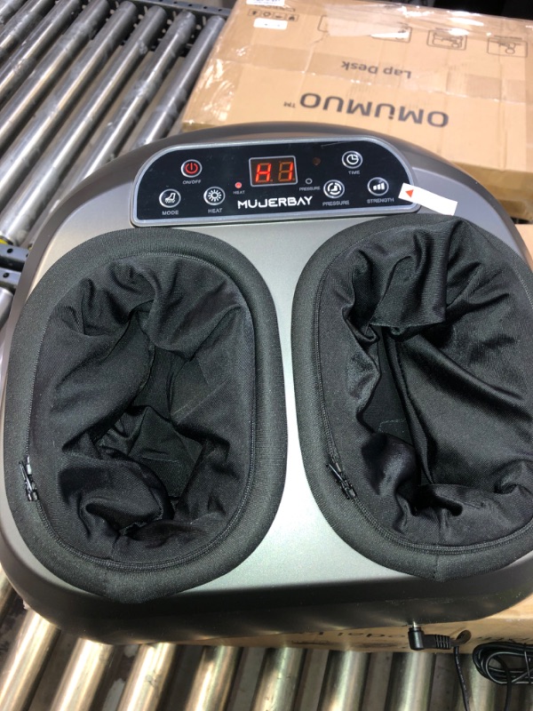 Photo 4 of MUJERBAY Foot Massager with Remote Control, Shiatsu Foot Massager with Heat, Air Compression Foot Massage Machine for Plantar Fasciitis, Up to Size 12 (Dark Grey)