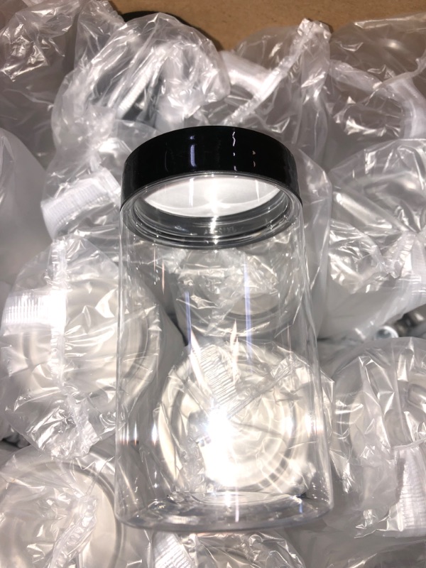 Photo 3 of 100 Pcs Plastic Jars with Lids Wide Mouth Round Clear Containers, Black Lids Pen and Labels Refillable Airtight Travel Storage Leak Proof Small Jars for Storing Dry Food, Makeup, Honey, Butter (4 oz)