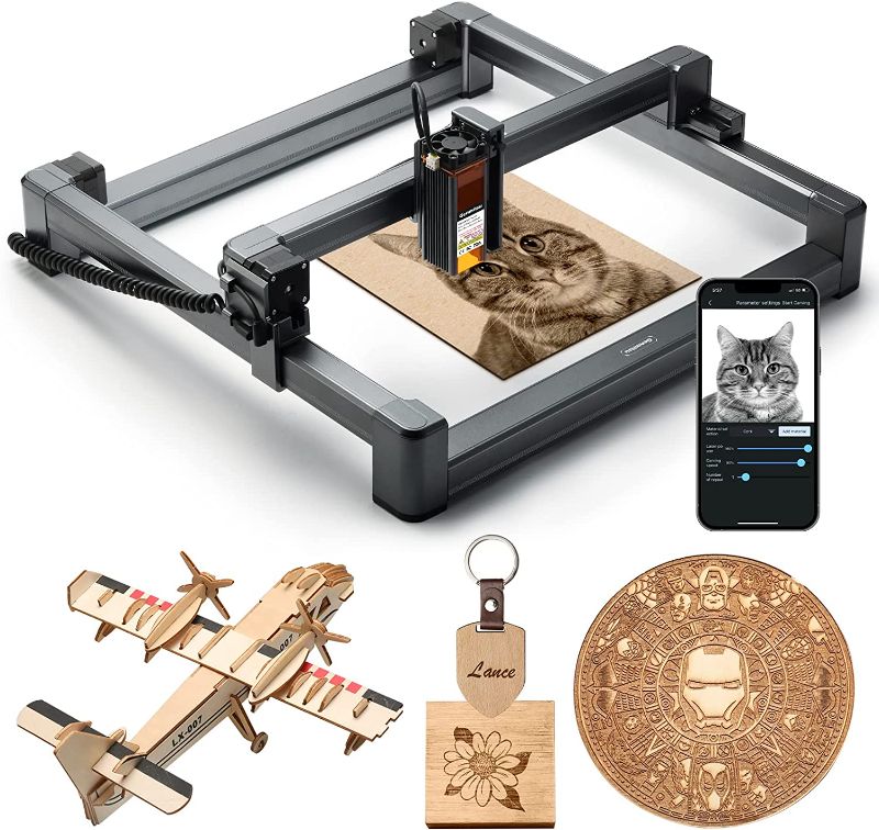 Photo 1 of Genmitsu Jinsoku LC-40 Laser Engraver Cutter with Easy Assembly and APP Smart Control, Linear Rail Motion, Aluminum Frame, 400mm x 400mm Laser Machine for DIY Gift Making with Eye Protection Design
