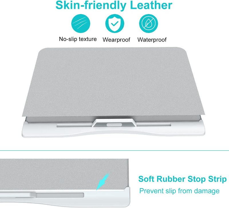 Photo 1 of Foldable Laptop Bed Tray Desk, Adjustable Laptop Bed Table with Heights and Angles, Upgraded-Sturdy Laptop Lap Desk for Bed/Sofa/Couch/Floor, Lap Tablet Desk with 2 Drawers
