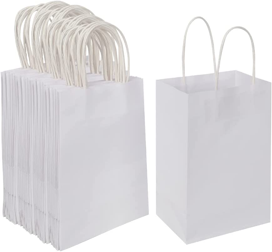 Photo 1 of 50 Pack Small Kraft Bags with Handles Bulk, Paper Bags Birthday Wedding Party Favors Grocery Retail Shopping Business Goody Craft Gift Bags Cub Sacks (White 50PCS Count)
MISSING SOME BAGS**************
