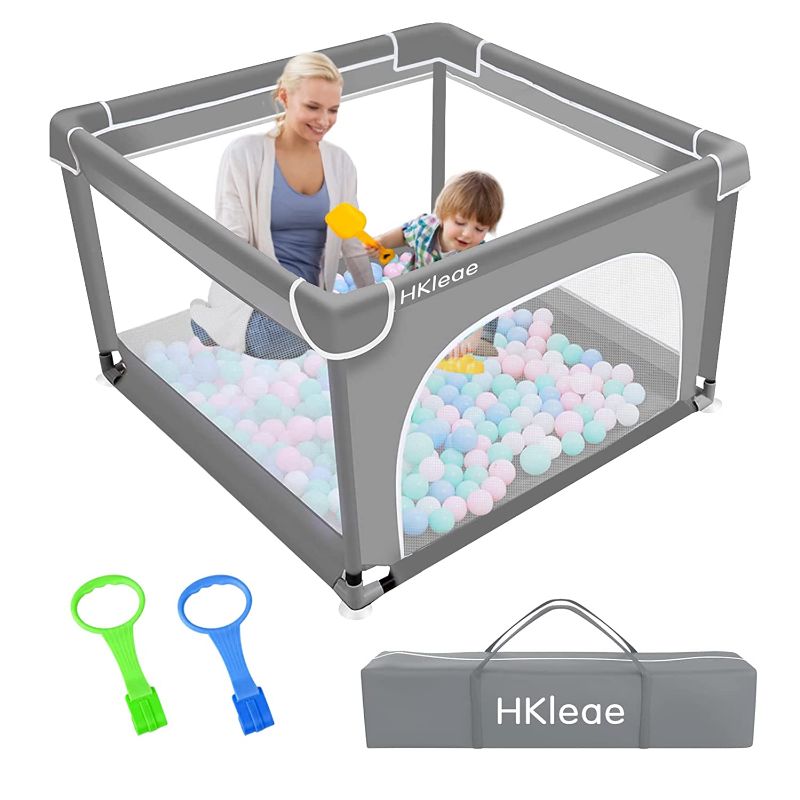 Photo 1 of Baby Playpen?Playpen for Babies and Toddlers? Small Baby Playard with Anti-Slip Base, Sturdy Safety Large Play Yard with Soft Breathable Mesh, Playpen for Toddlers(Gray,36”×36”)
