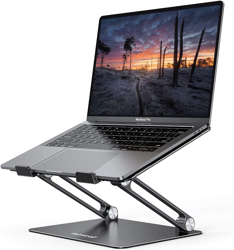 Photo 1 of Lamicall Adjustable Laptop Stand, Portable Laptop Riser, Aluminum Laptop Stand for Desk Foldable, Ergonomic Computer Notebook Stand Holder for MacBook Air Pro, Dell XPS, HP (10-17.3'') - Black
