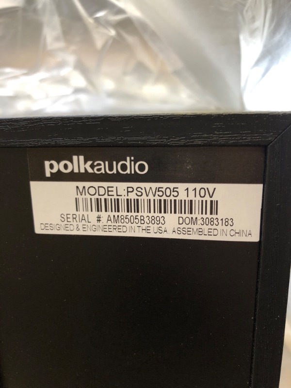 Photo 6 of Polk Audio PSW505 12" Powered Subwoofer - Deep Bass Impact & Distortion-Free Sound, Up to 460 Watts, Easy Integration with Home Theater Systems, BLACK PSW505 Powered Subwoofer
UNABLE TO TEST*************