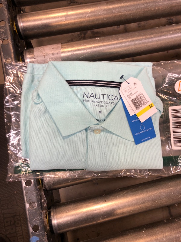 Photo 2 of Nautica Men's Sustainably Crafted Classic Fit Performance Deck Polo Medium Reel Aqua. Size Medium