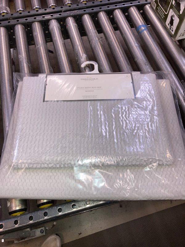 Photo 1 of 2pk Fuzzy Foam Bath Rug Gray - Threshold&#8482;