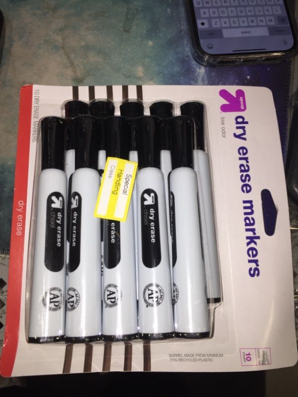 Photo 2 of 10pk Chisel Tip Dry Erase Markers Black - up & up™

