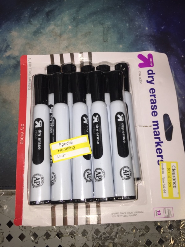 Photo 2 of 10pk Chisel Tip Dry Erase Markers Black - up & up™ 
